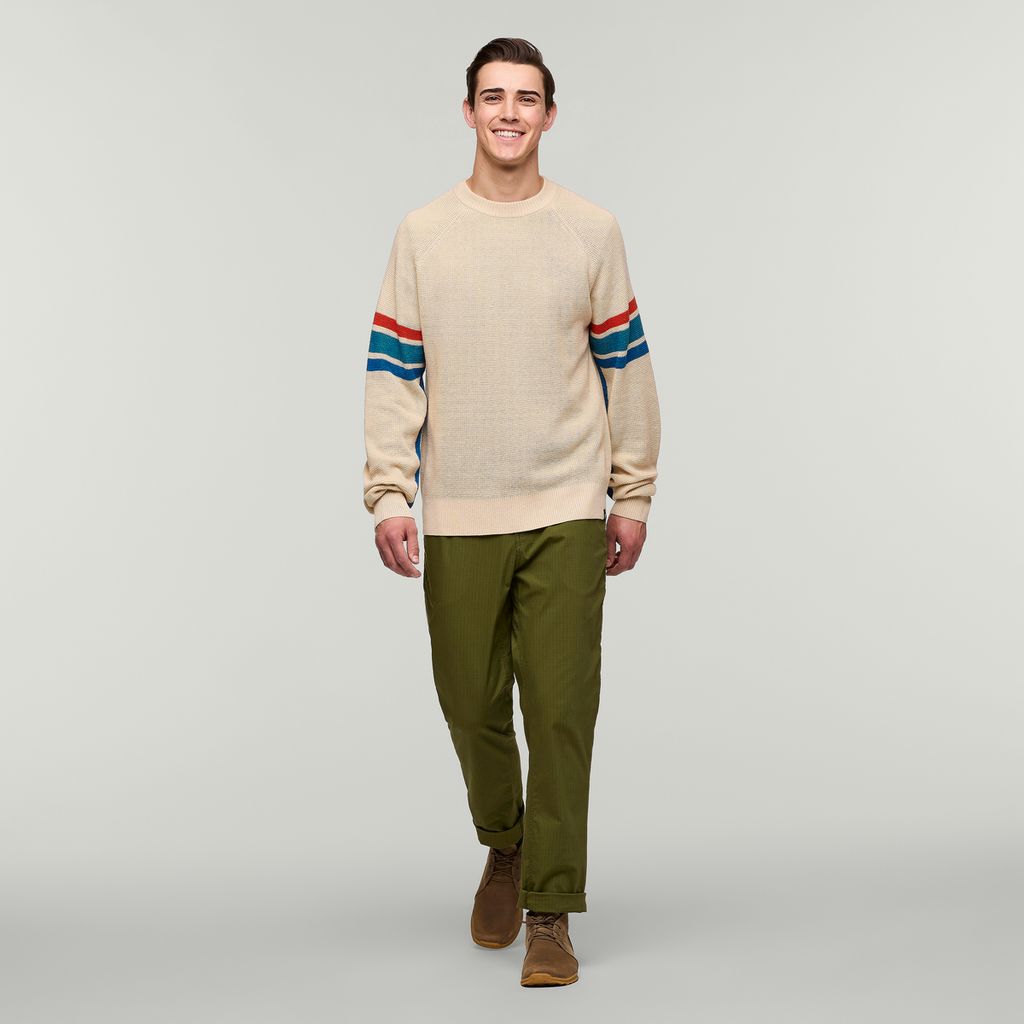 Libre Waffle Crew Sweater - Men's, Cream, Model Kellan