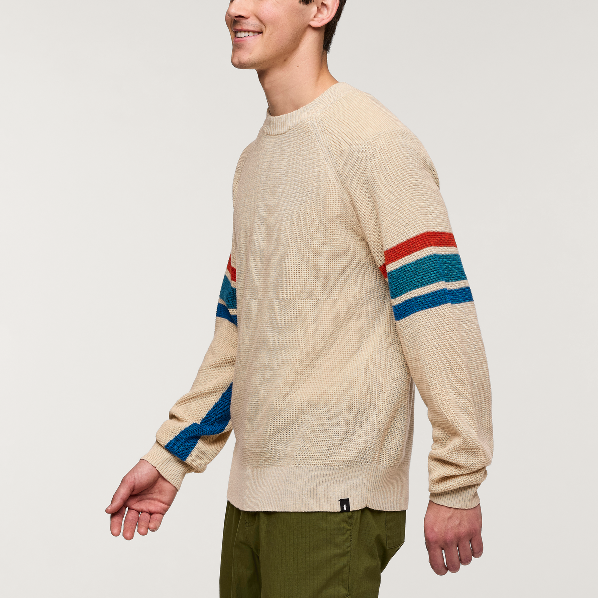 Libre Waffle Crew Sweater - Men's, Cream, Model Kellan