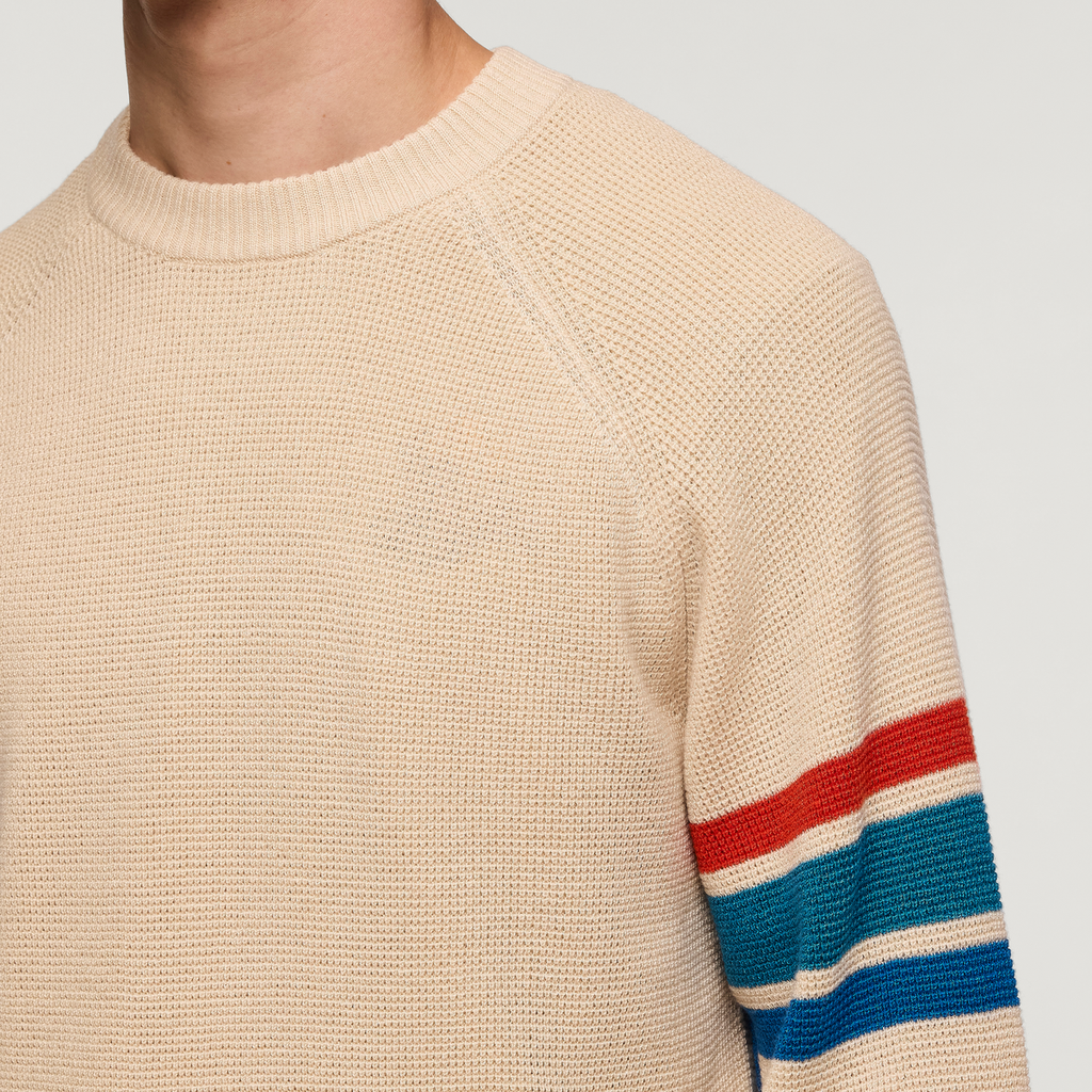 Libre Waffle Crew Sweater - Men's, Cream, Model Kellan