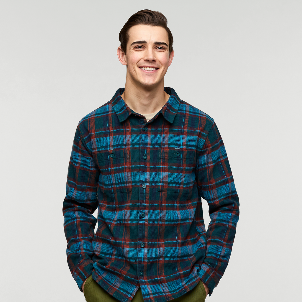 Mero Organic Flannel Shirt - Men's, Abyss Plaid, Model Kellan