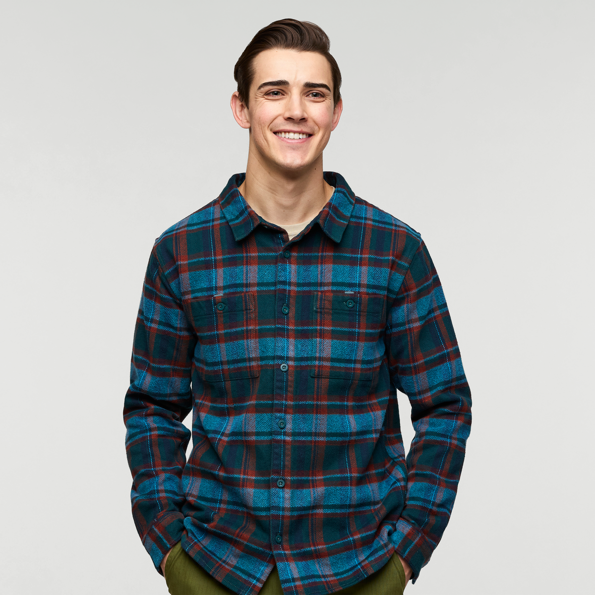 Mero Organic Flannel Shirt - Men's, Abyss Plaid, Model Kellan