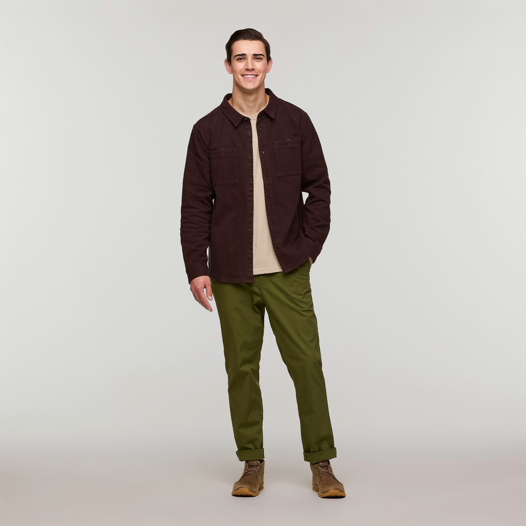 Mero Organic Flannel Shirt - Men's, Coffee, Model Kellan