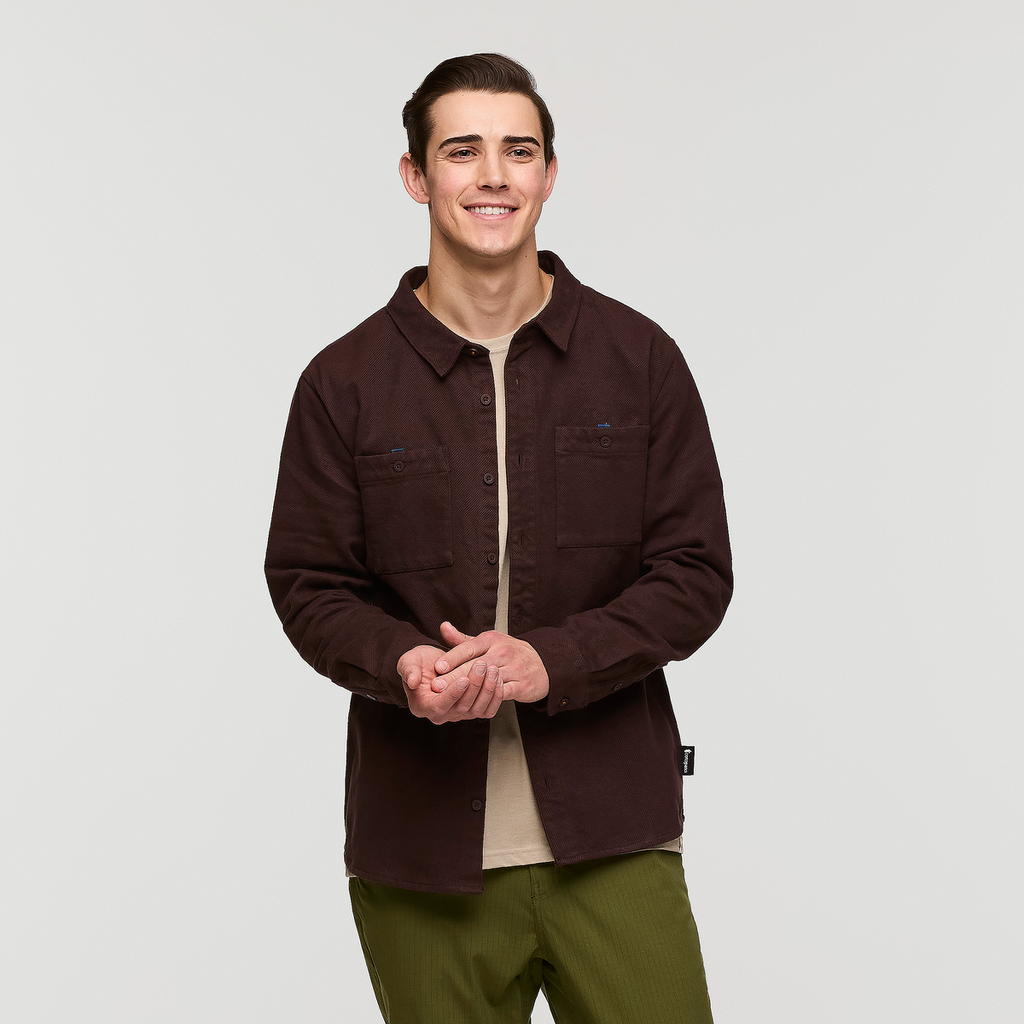 Mero Organic Flannel Shirt - Men's, Coffee, Model Kellan