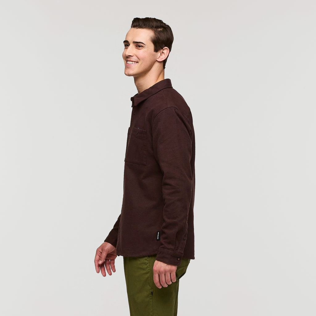 Mero Organic Flannel Shirt - Men's, Coffee, Model Kellan
