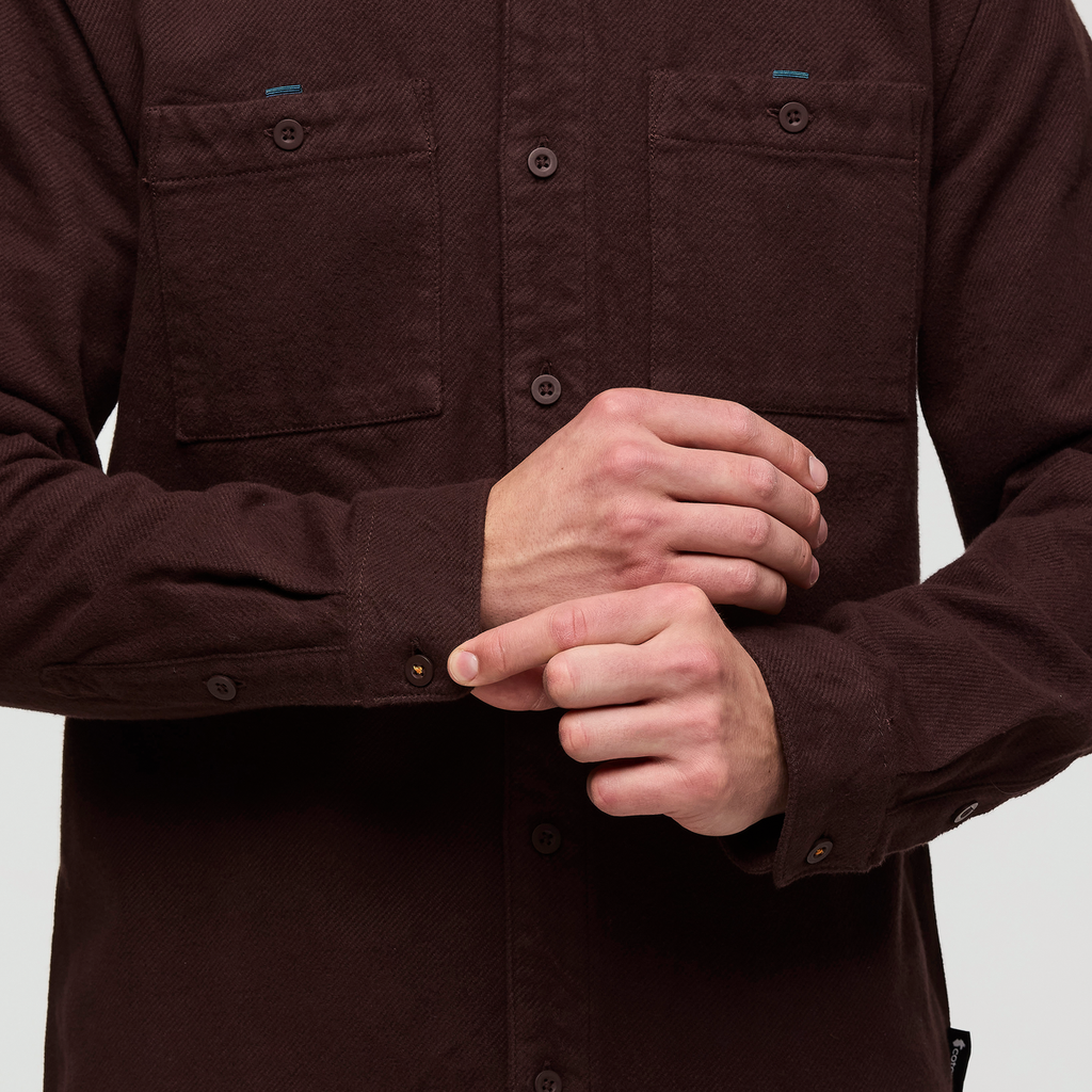 Mero Organic Flannel Shirt - Men's, Coffee, Model Kellan