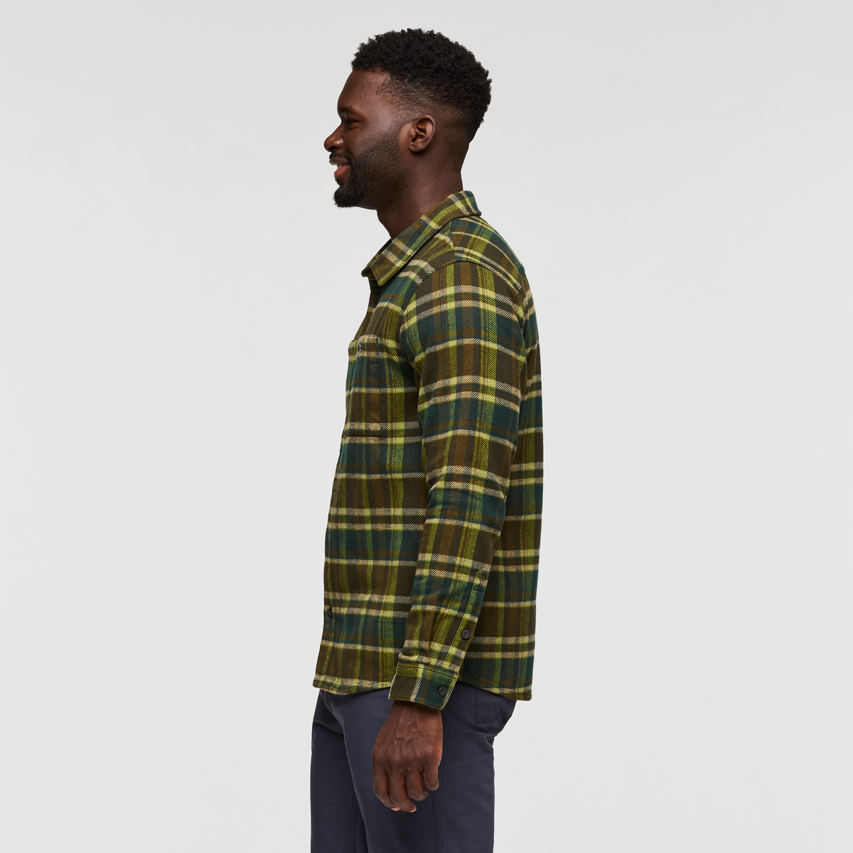 Mero Organic Flannel Shirt - Men's, Woods Plaid, Model Kirk