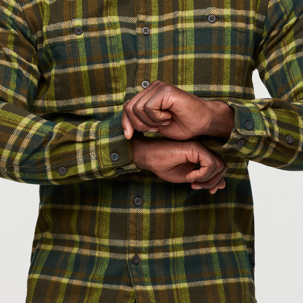 Mero Organic Flannel Shirt - Men's, Woods Plaid, Model Kirk