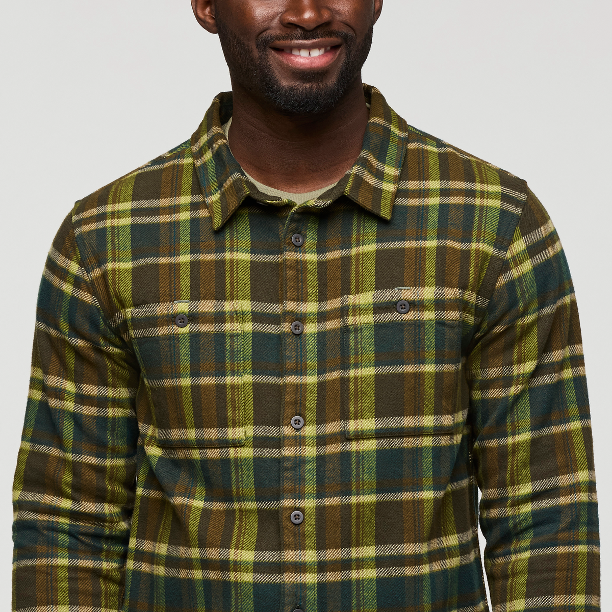 Mero Organic Flannel Shirt - Men's, Woods Plaid, Model Kirk