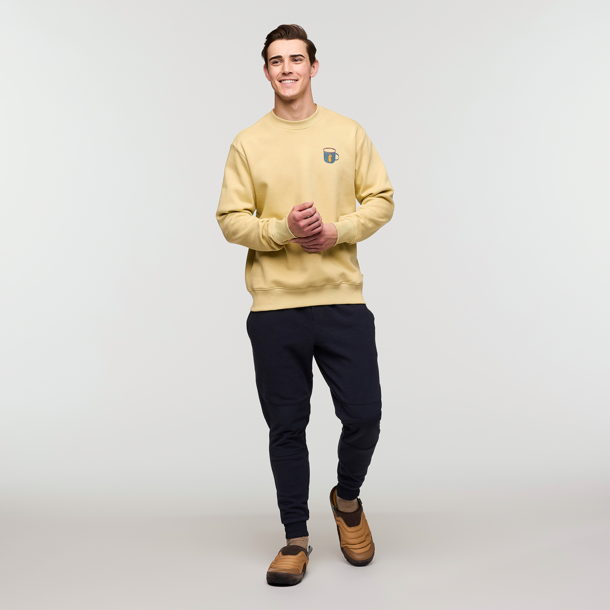 Morning Brew Crew Sweatshirt - Men's, Grain, Model Kellan