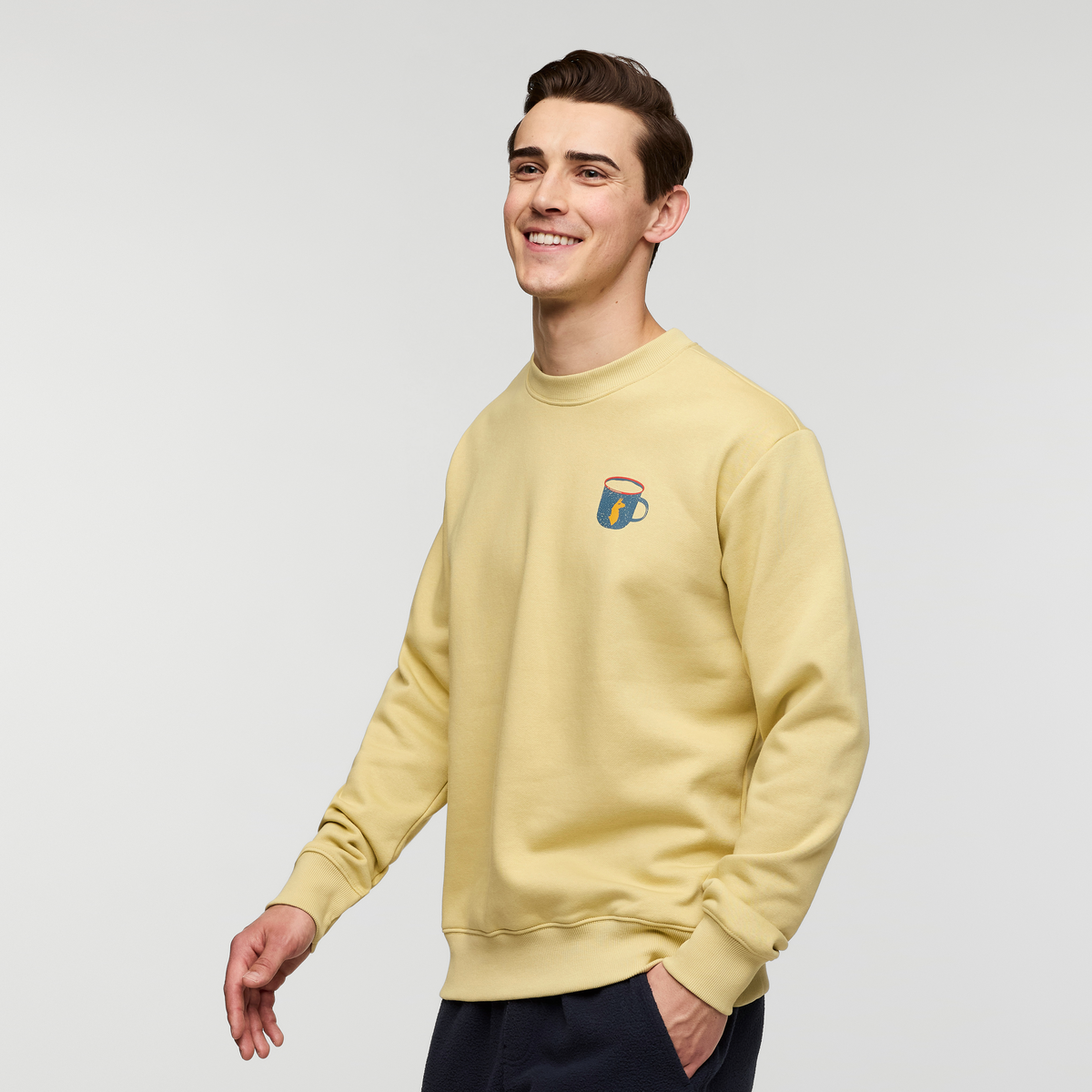 Morning Brew Crew Sweatshirt - Men's, Grain, Model Kellan