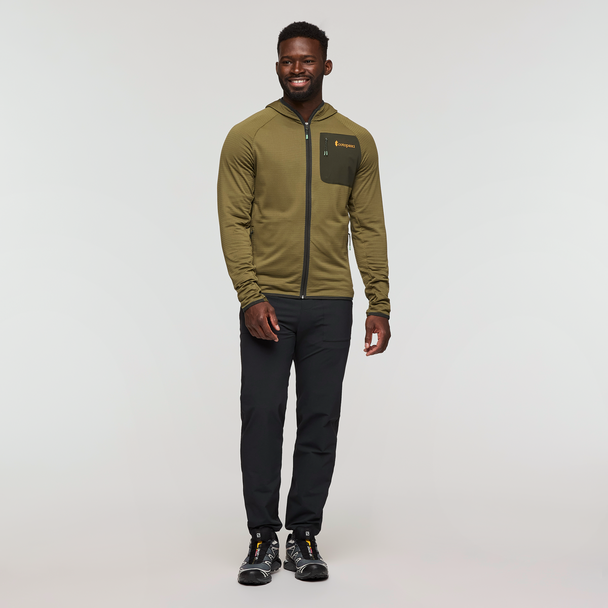 Otero Fleece Full-Zip Hooded Jacket - Men's, Live Oak, Model Kirk