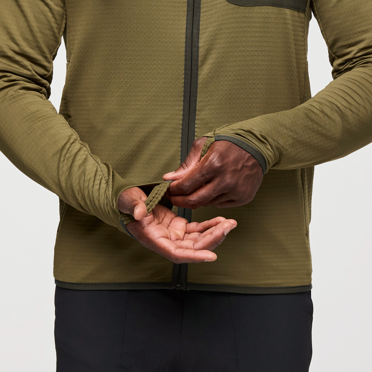Otero Fleece Full-Zip Hooded Jacket - Men's, Live Oak, Model Kirk