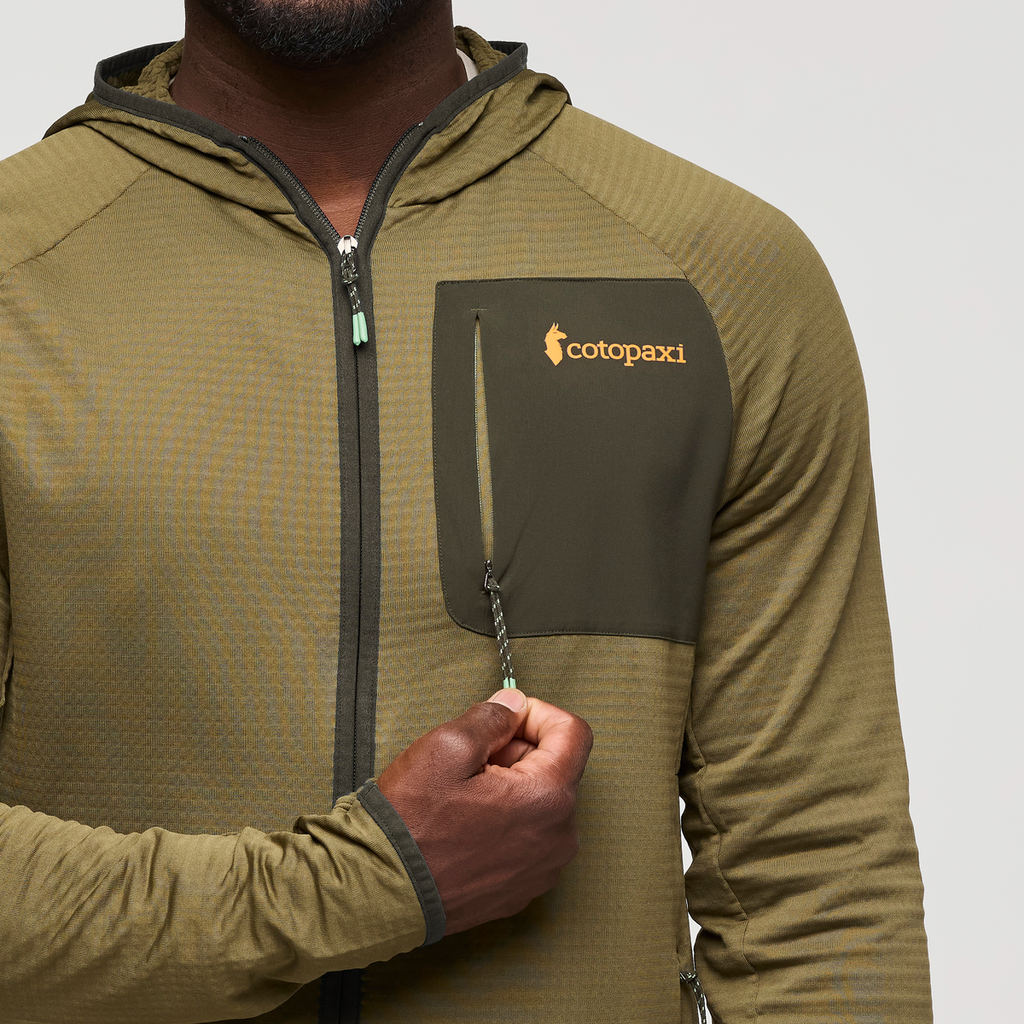 Otero Fleece Full-Zip Hooded Jacket - Men's, Live Oak, Model Kirk