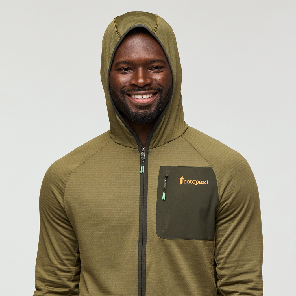 Otero Fleece Full-Zip Hooded Jacket - Men's, Live Oak, Model Kirk