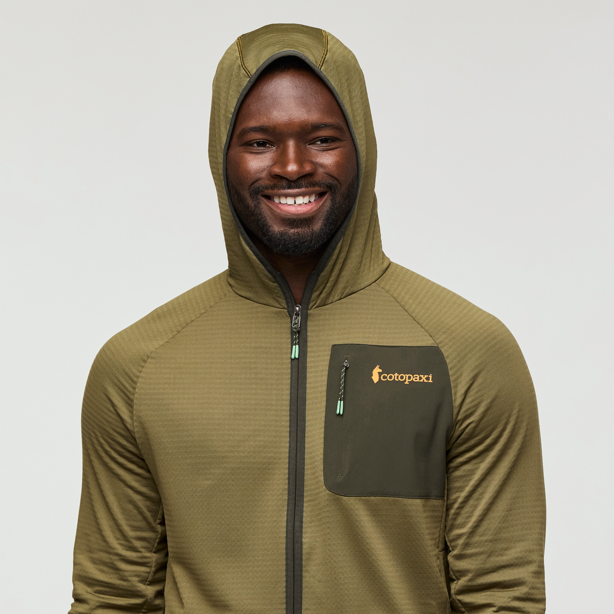 Otero Fleece Full-Zip Hooded Jacket - Men's, Live Oak, Model Kirk