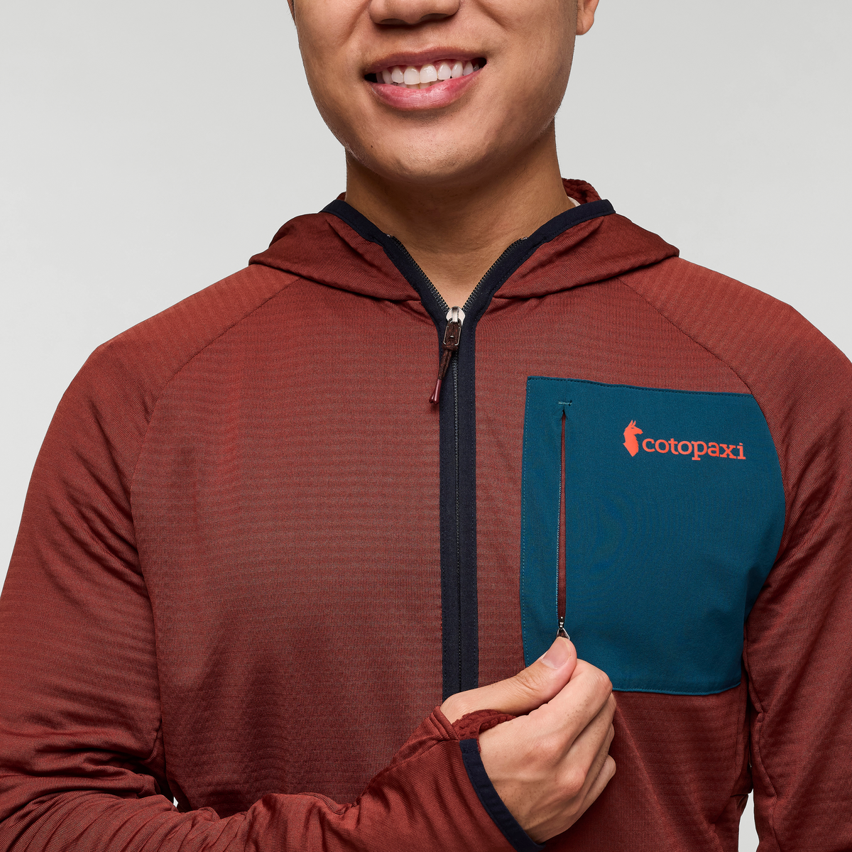Otero Fleece Full-Zip Hooded Jacket - Men's, Rusty, Model Justin