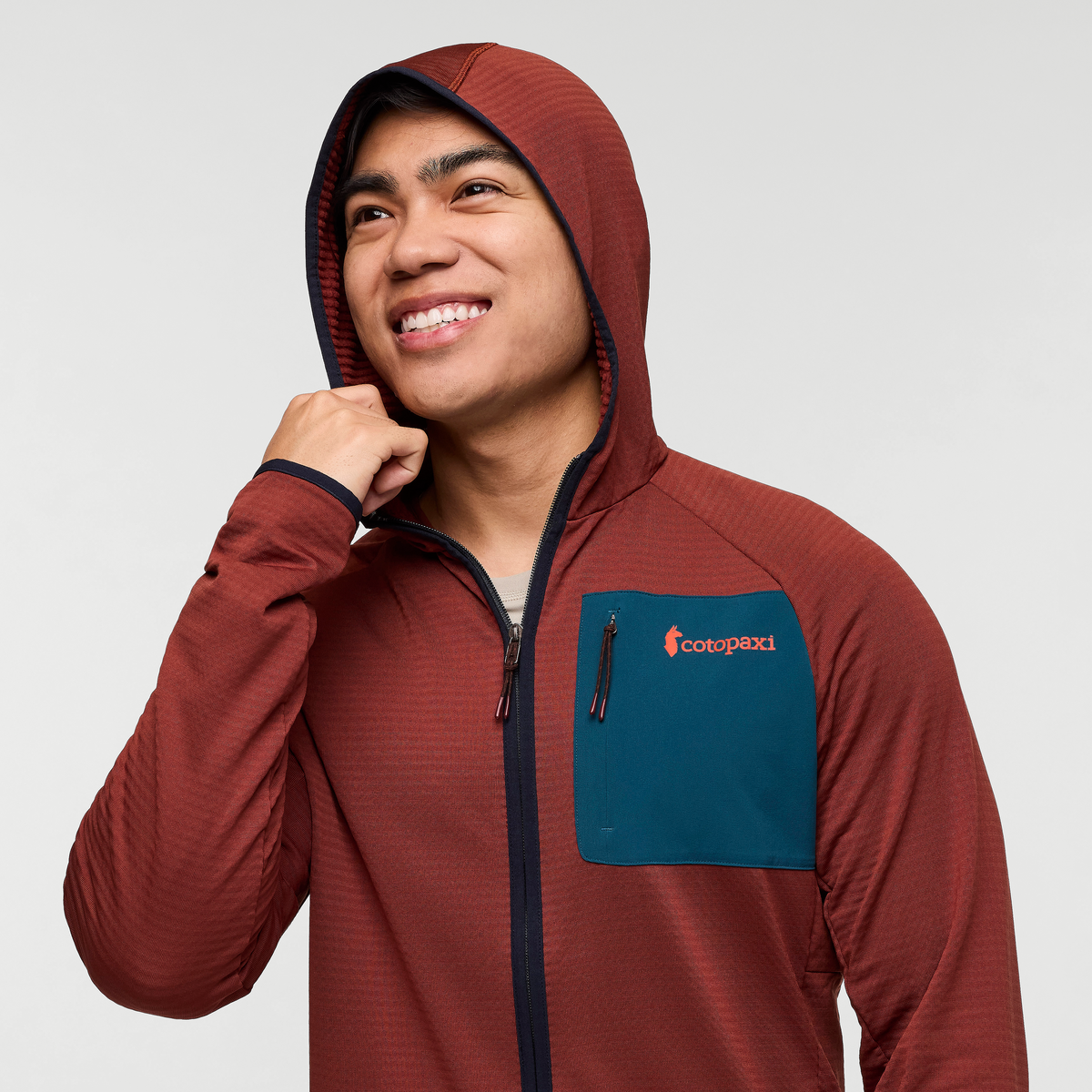 Otero Fleece Full-Zip Hooded Jacket - Men's, Rusty, Model Justin