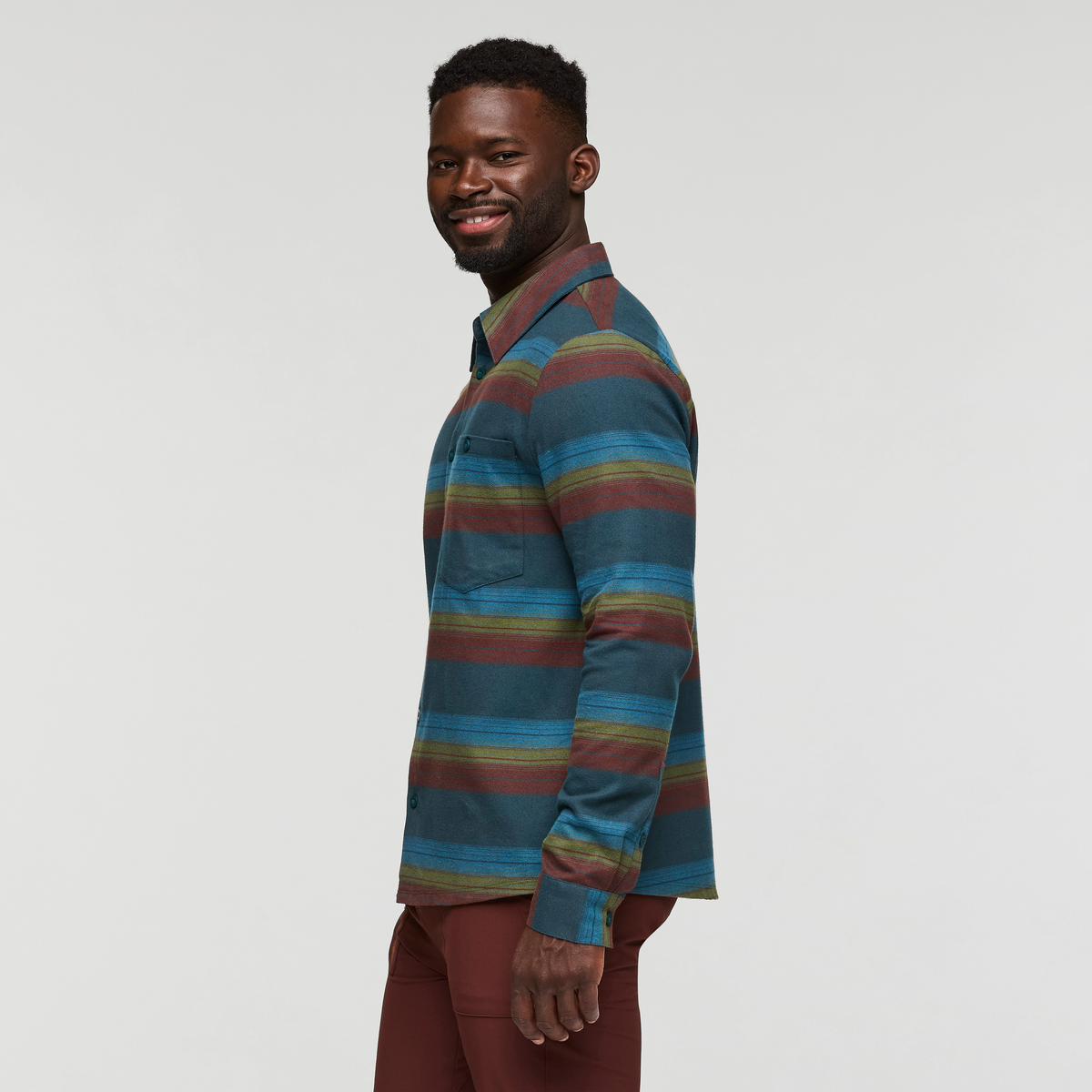 Quedo Flannel Shirt - Men's, Abyss Stripes, Model Kirk