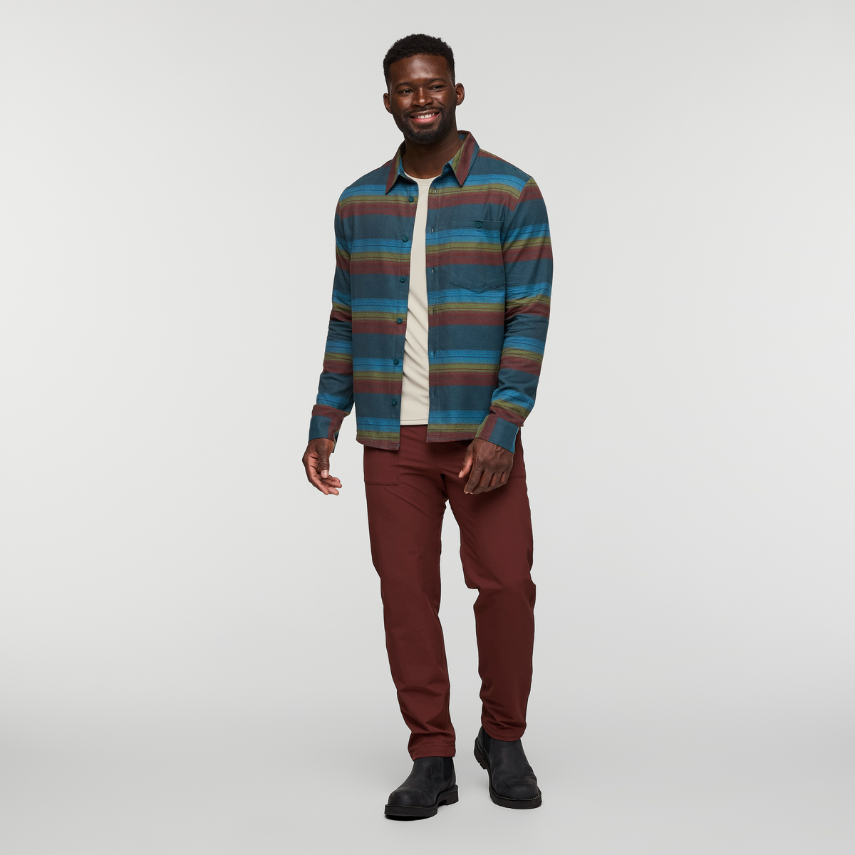 Quedo Flannel Shirt - Men's, Abyss Stripes, Model Kirk