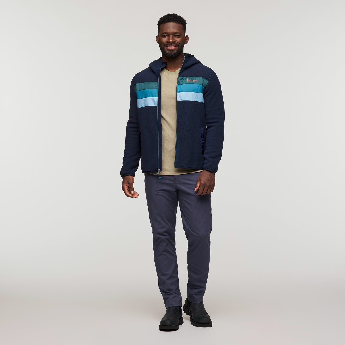 Teca Fleece Hooded Full-Zip Jacket, Mariana Trench, Model Kirk