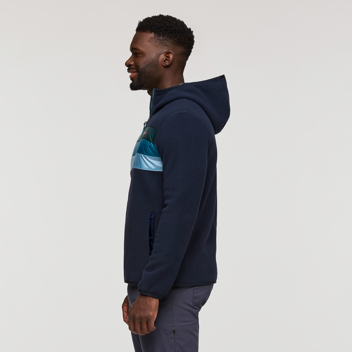 Teca Fleece Hooded Full-Zip Jacket, Mariana Trench, Model Kirk