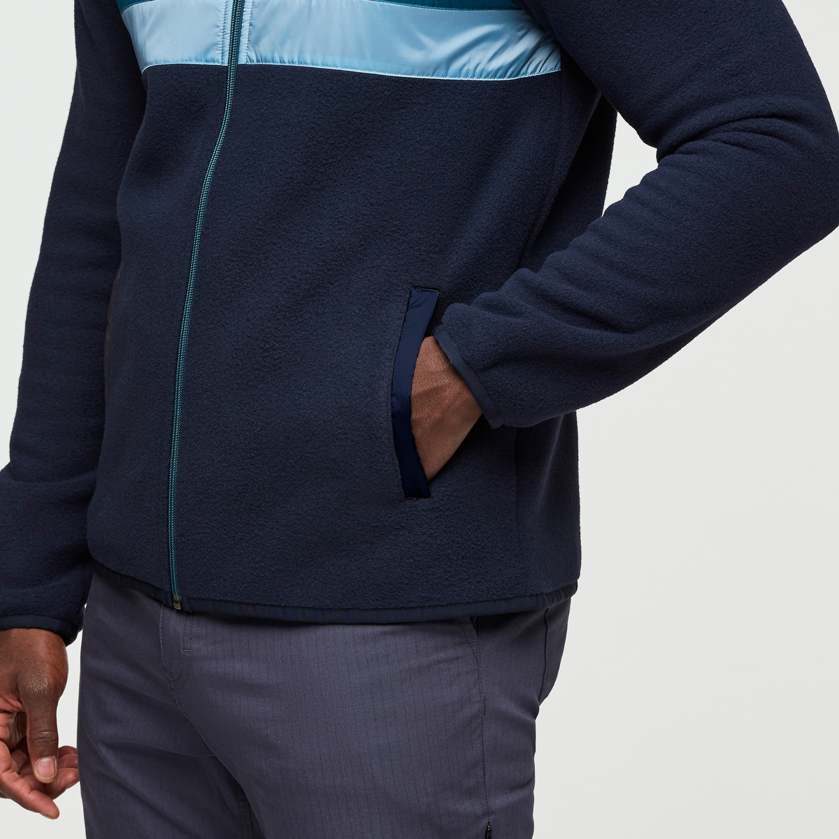 Teca Fleece Hooded Full-Zip Jacket, Mariana Trench, Model Kirk