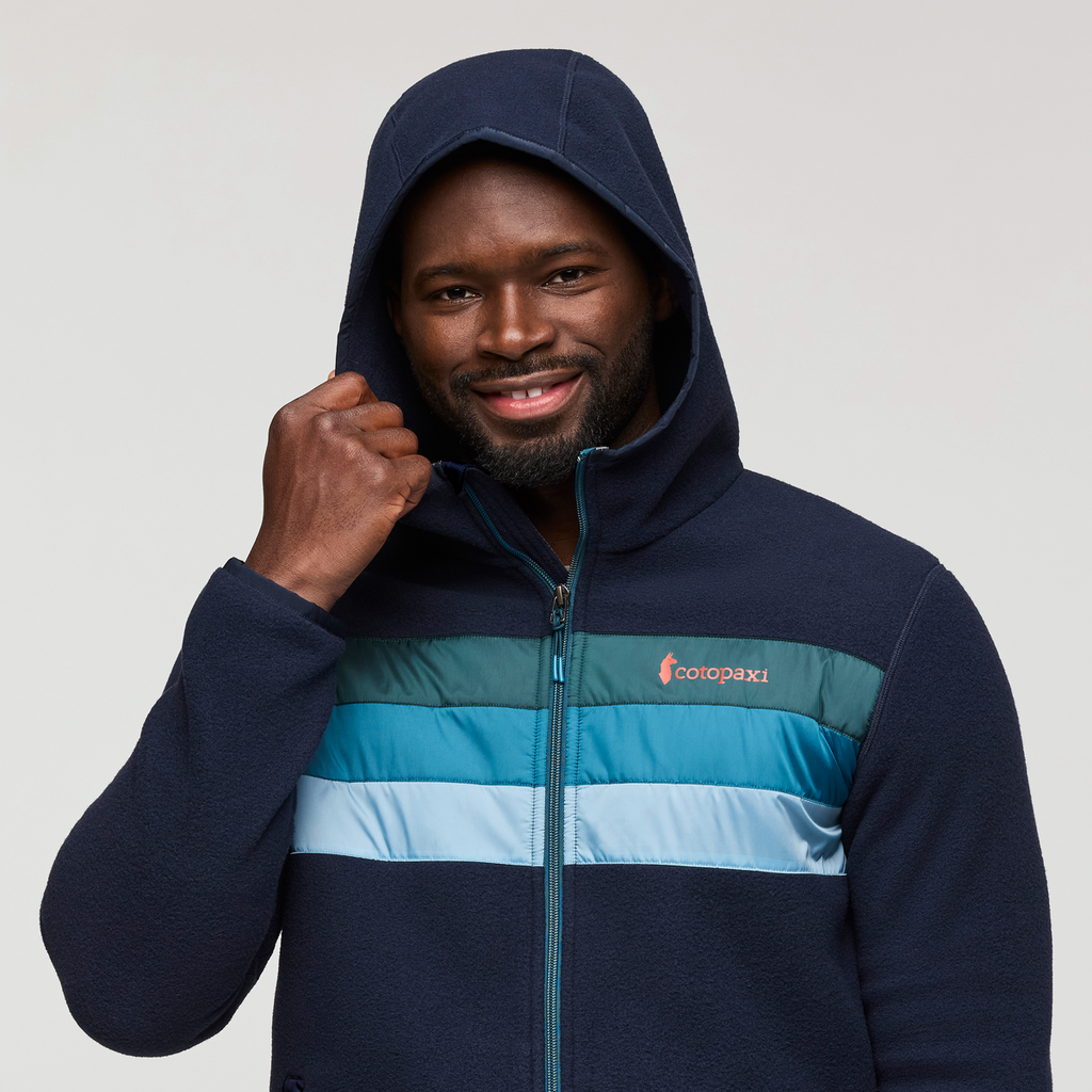 Teca Fleece Hooded Full-Zip Jacket, Mariana Trench, Model Kirk