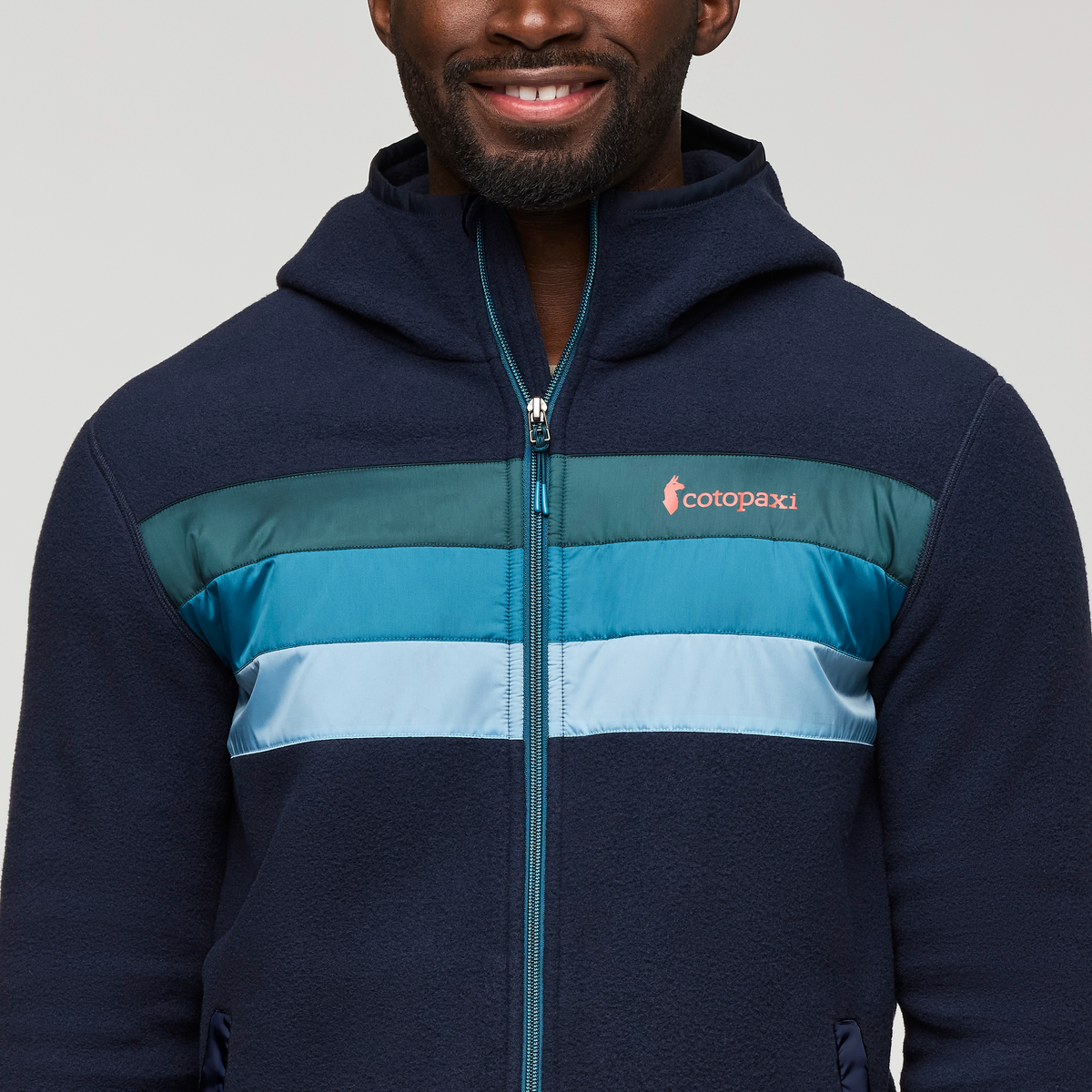 Teca Fleece Hooded Full-Zip Jacket, Mariana Trench, Model Kirk