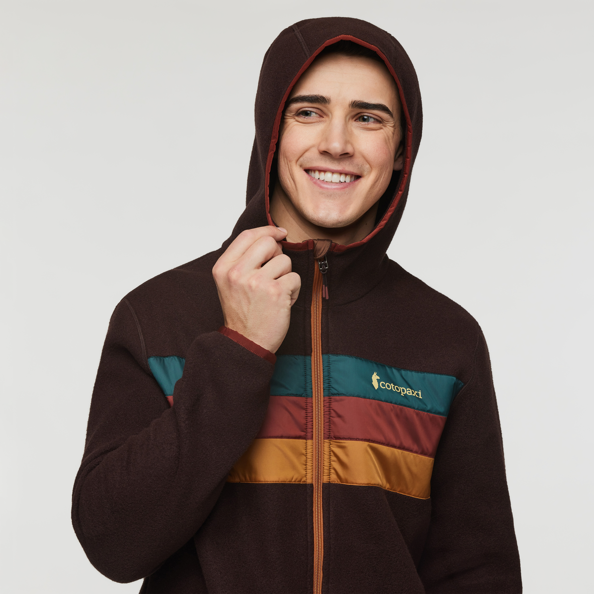 Teca Fleece Hooded Full-Zip Jacket - Men's, Sepia Sunset, Model Kellan