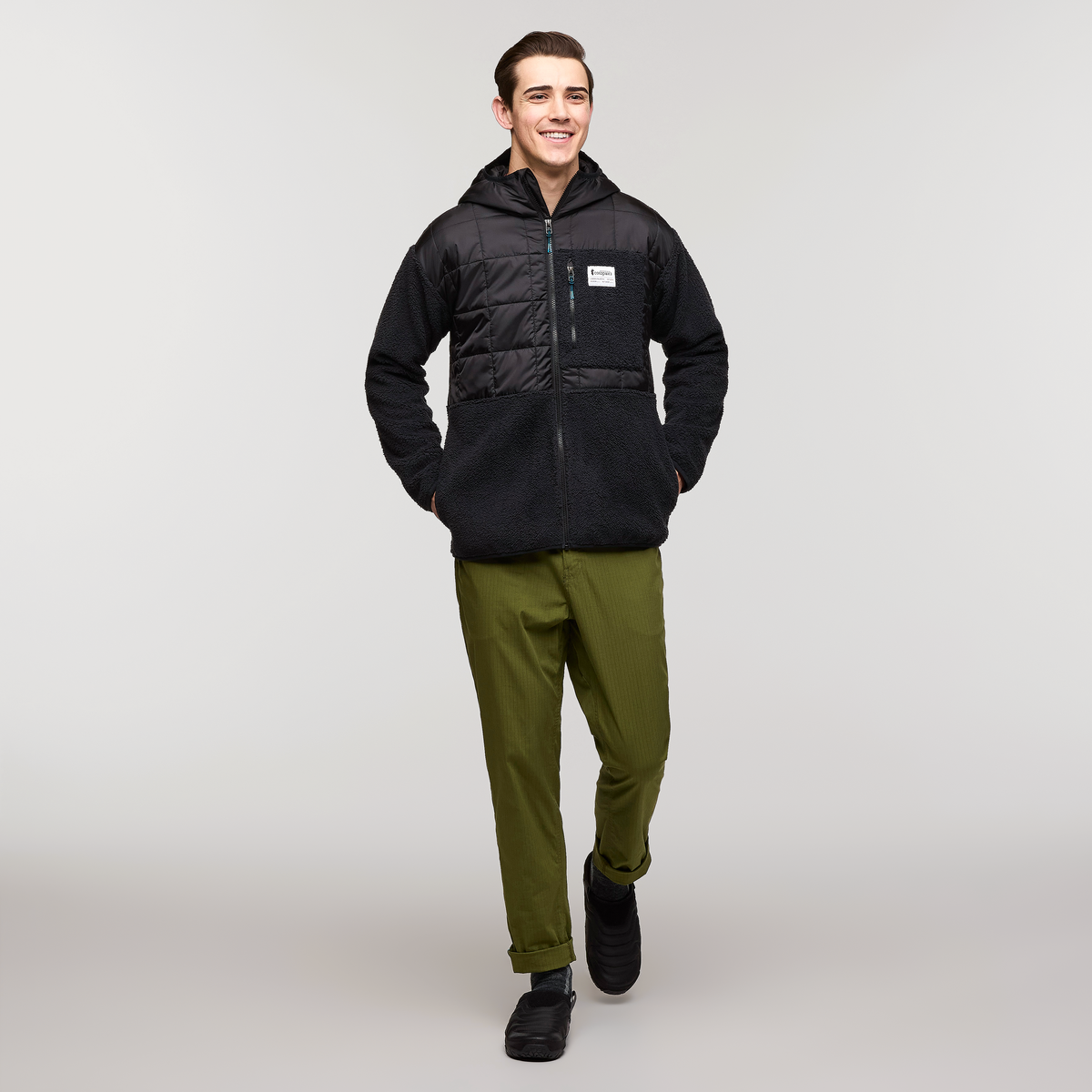 Trico Hybrid Hooded Jacket - Men's, Cotopaxi Black, Model Kellan