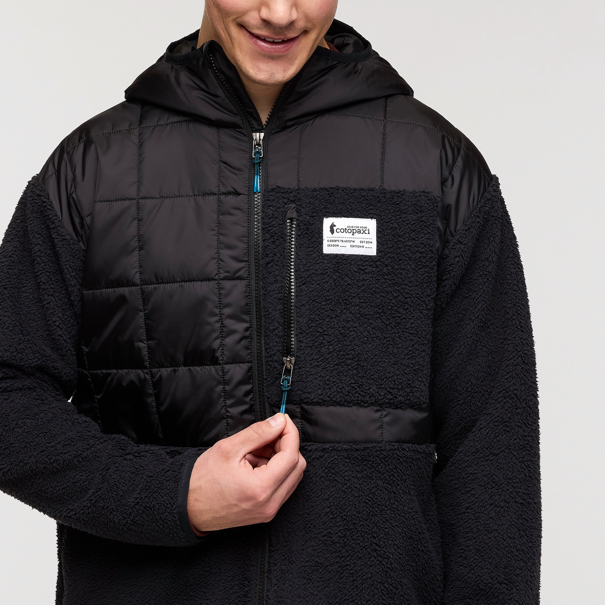 Trico Hybrid Hooded Jacket - Men's, Cotopaxi Black, Model Kellan