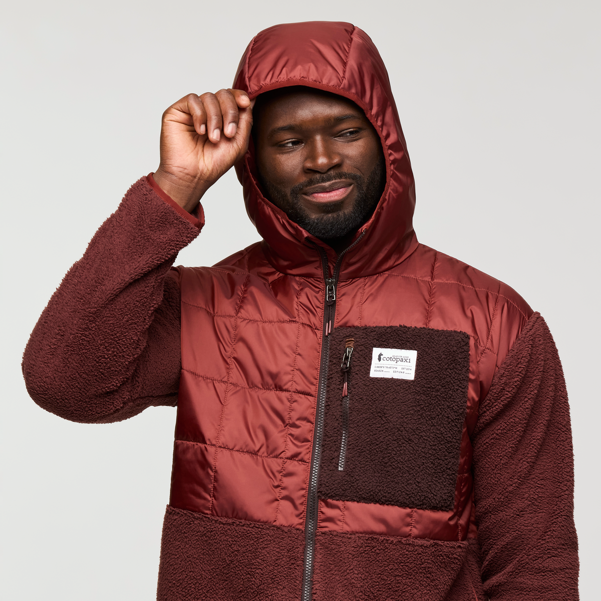 Trico Hybrid Hooded Jacket - Men's, Rusty/Chestnut, Model Kirk