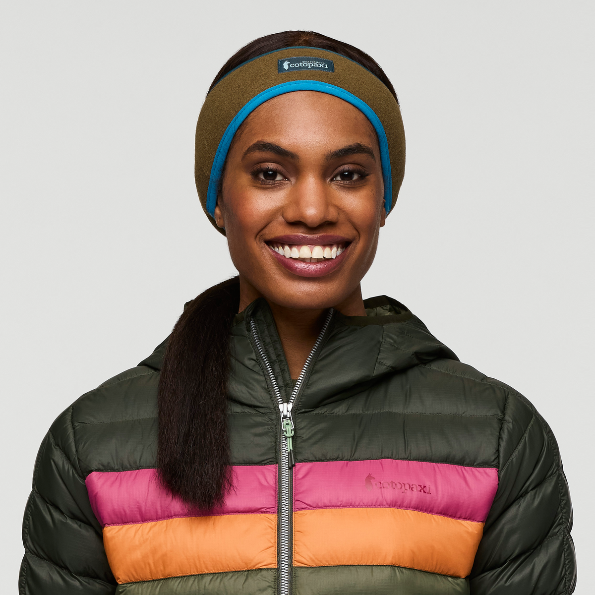Teca Fleece Headband, Live Oak, Detail