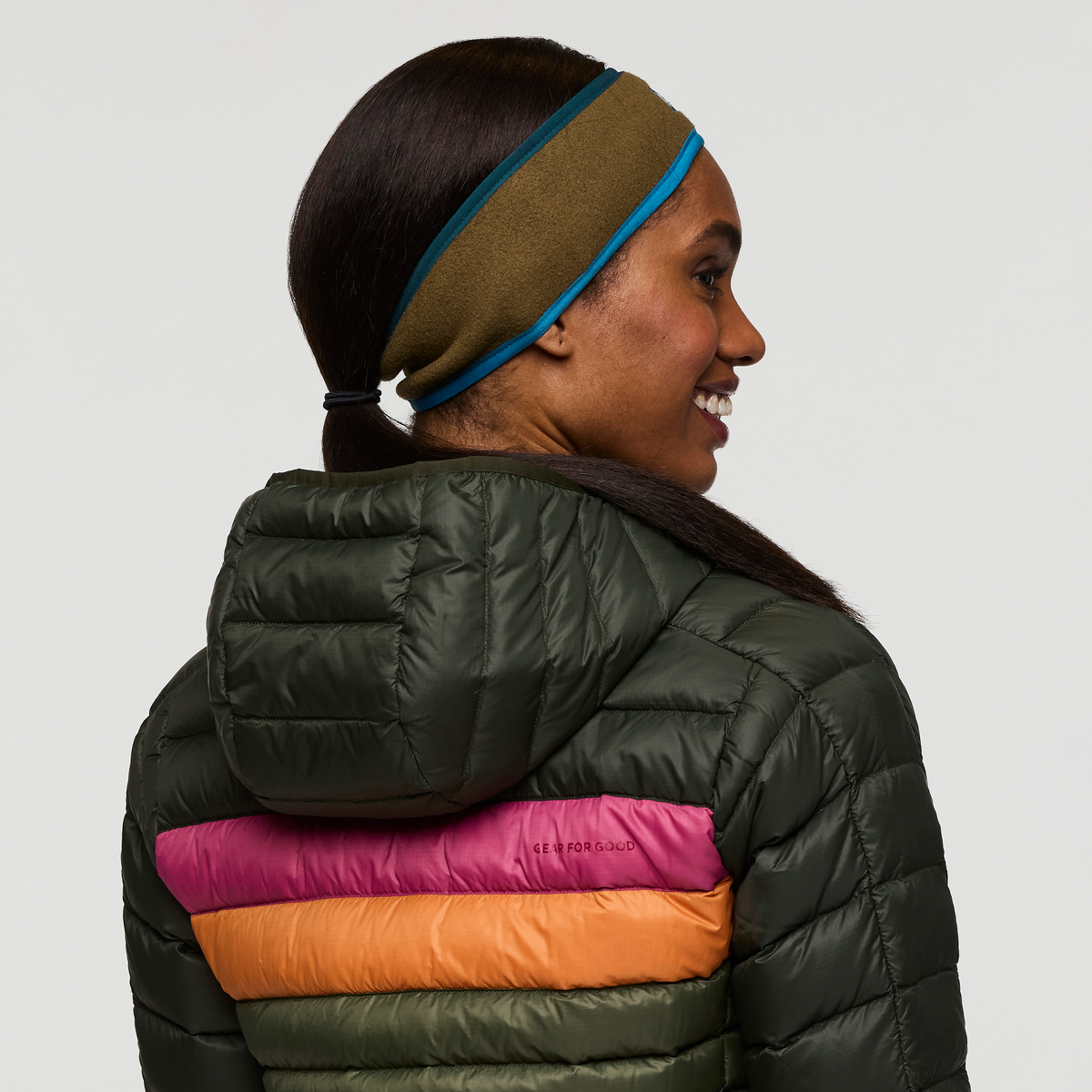 Teca Fleece Headband, Live Oak, Detail