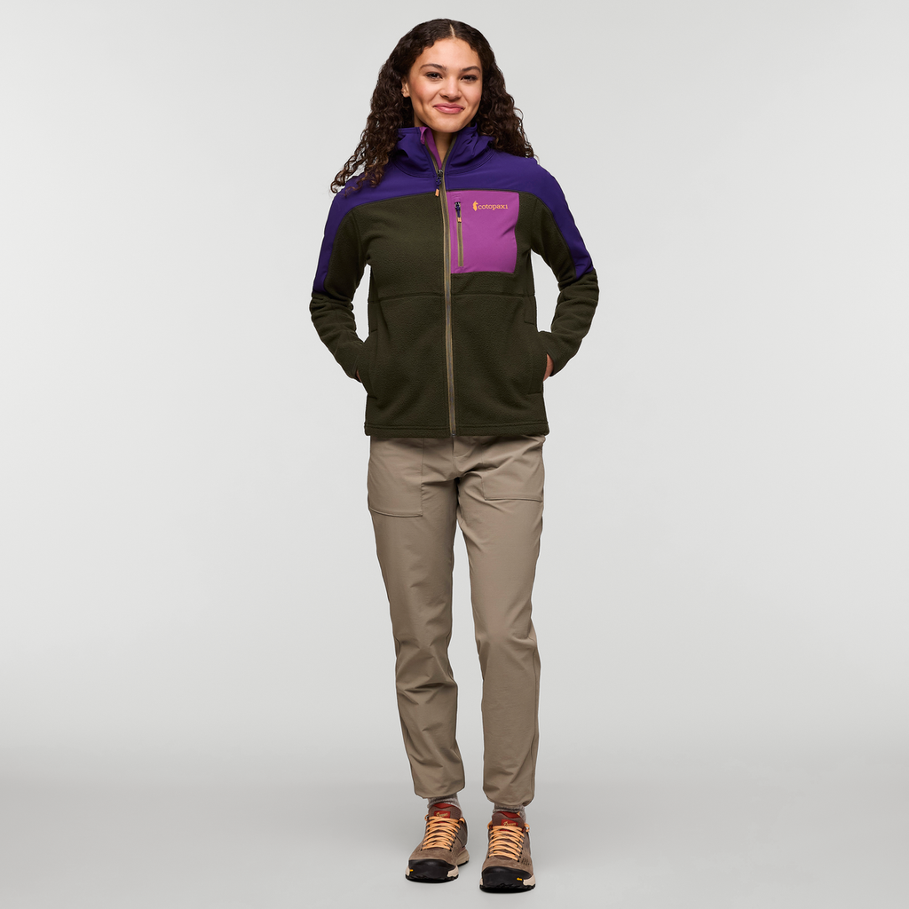 Abrazo Fleece Hooded Full-Zip Jacket - Women's, Black Violet/Woods, Model London