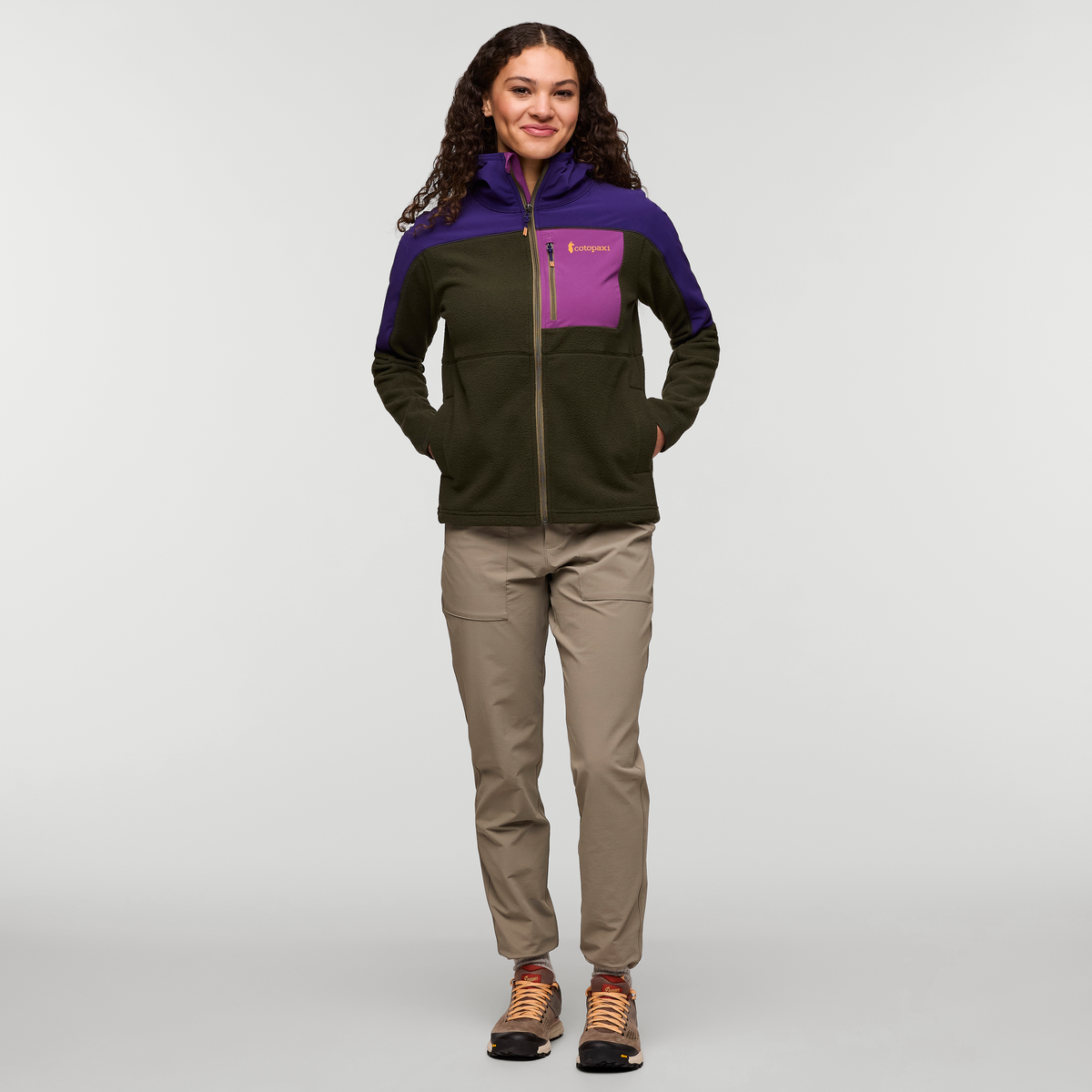 Abrazo Fleece Hooded Full-Zip Jacket - Women's, Black Violet/Woods, Model London