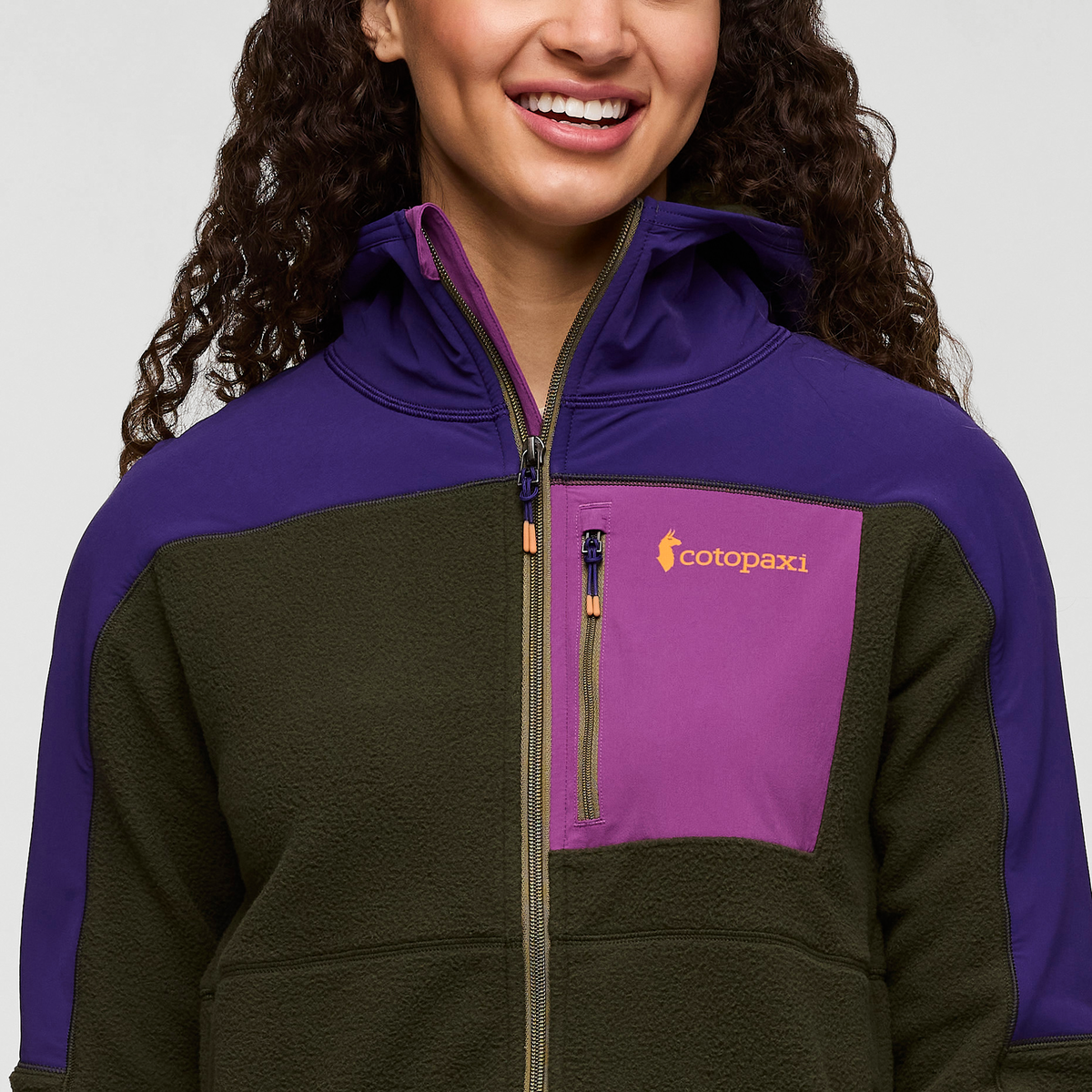 Abrazo Fleece Hooded Full-Zip Jacket - Women's, Black Violet/Woods, Model London