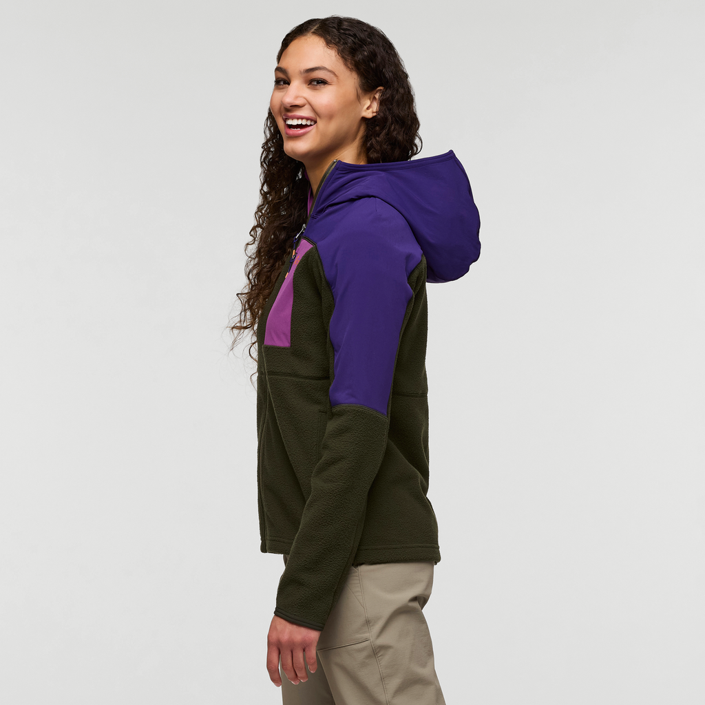 Abrazo Fleece Hooded Full-Zip Jacket - Women's, Black Violet/Woods, Model London