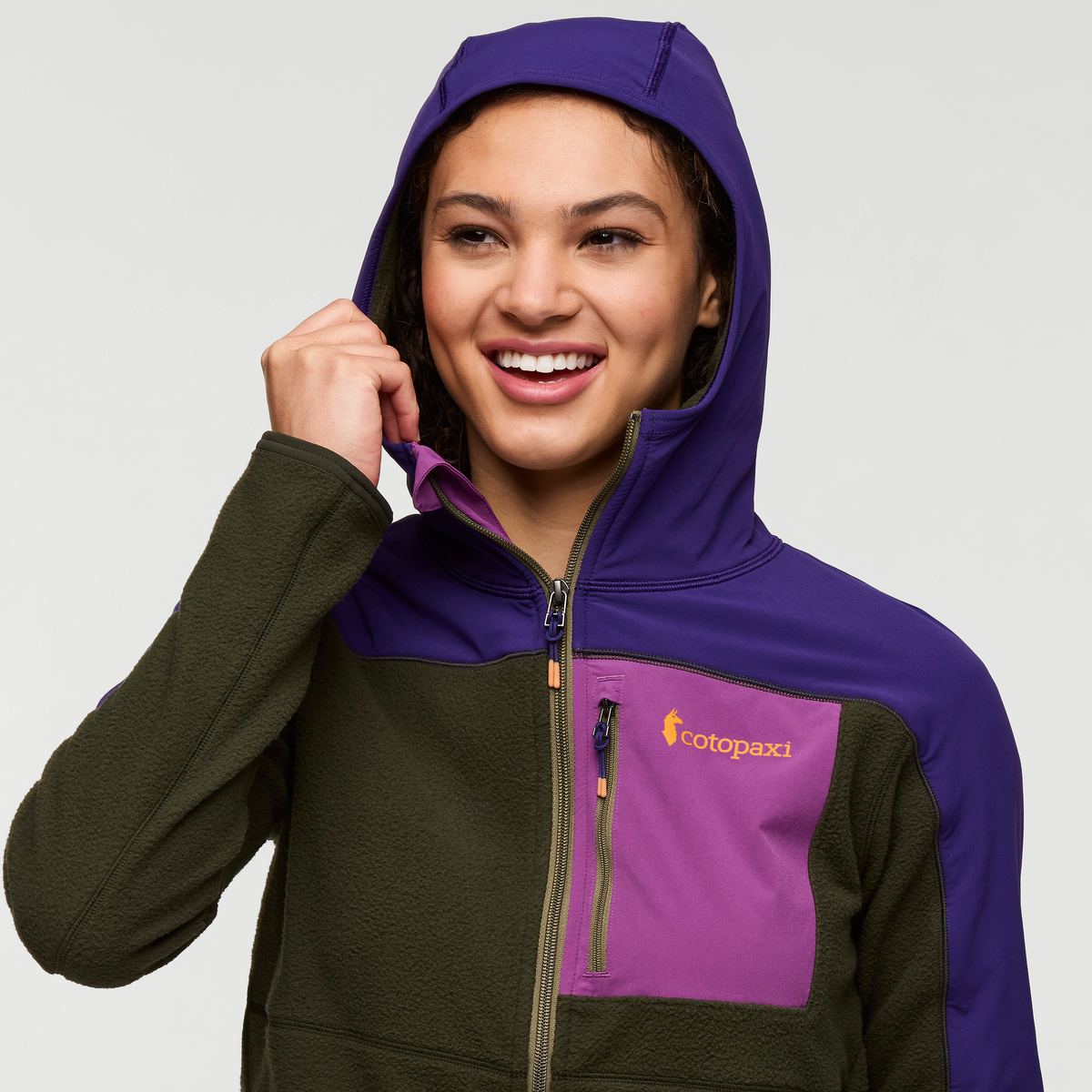 Abrazo Fleece Hooded Full-Zip Jacket - Women's, Black Violet/Woods, Model London