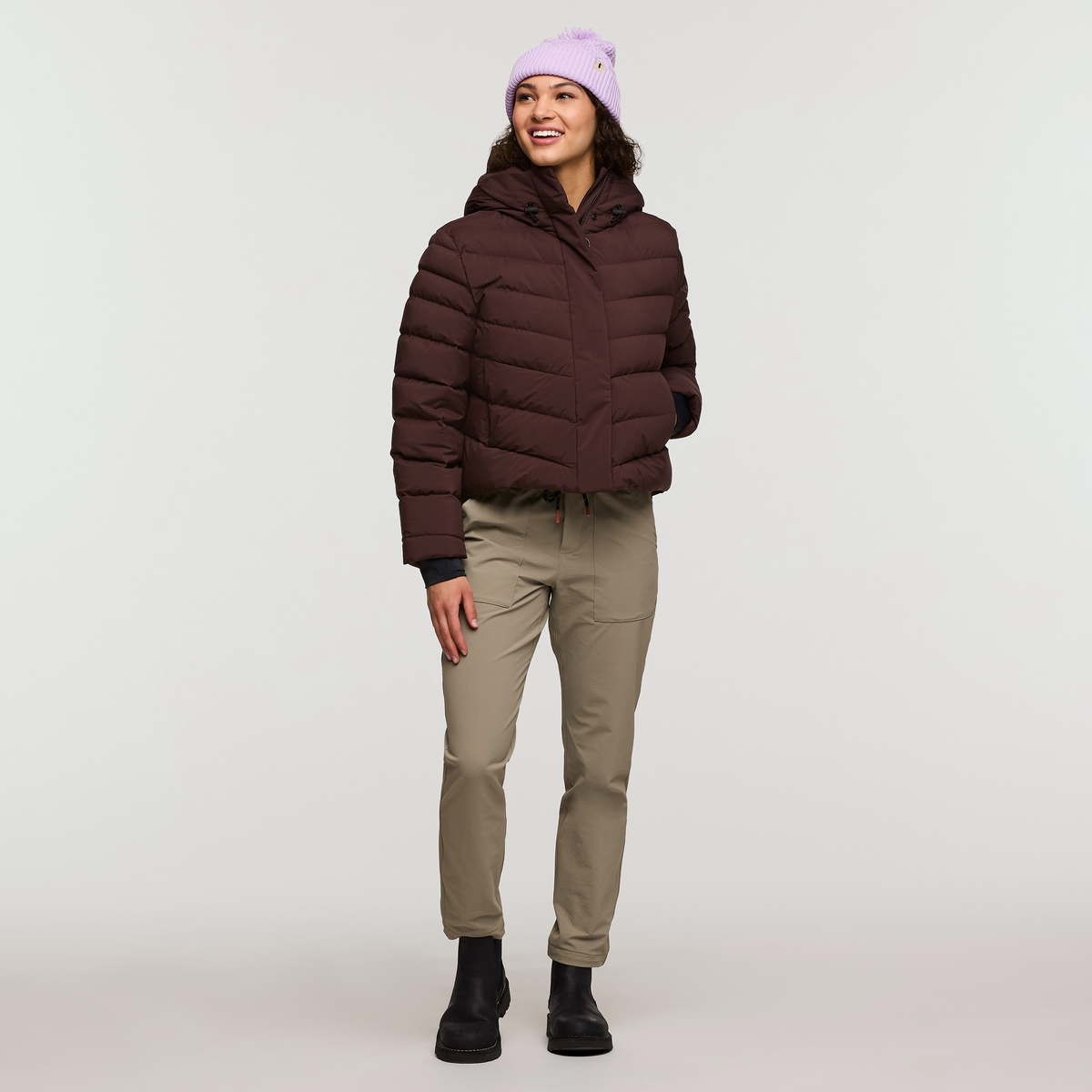 Alivio Down Jacket- Women's, Coffee, Model London