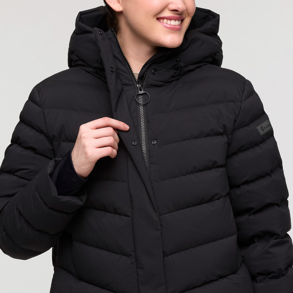 Alivio Down Jacket- Women's, Cotopaxi Black, Model Kathleen