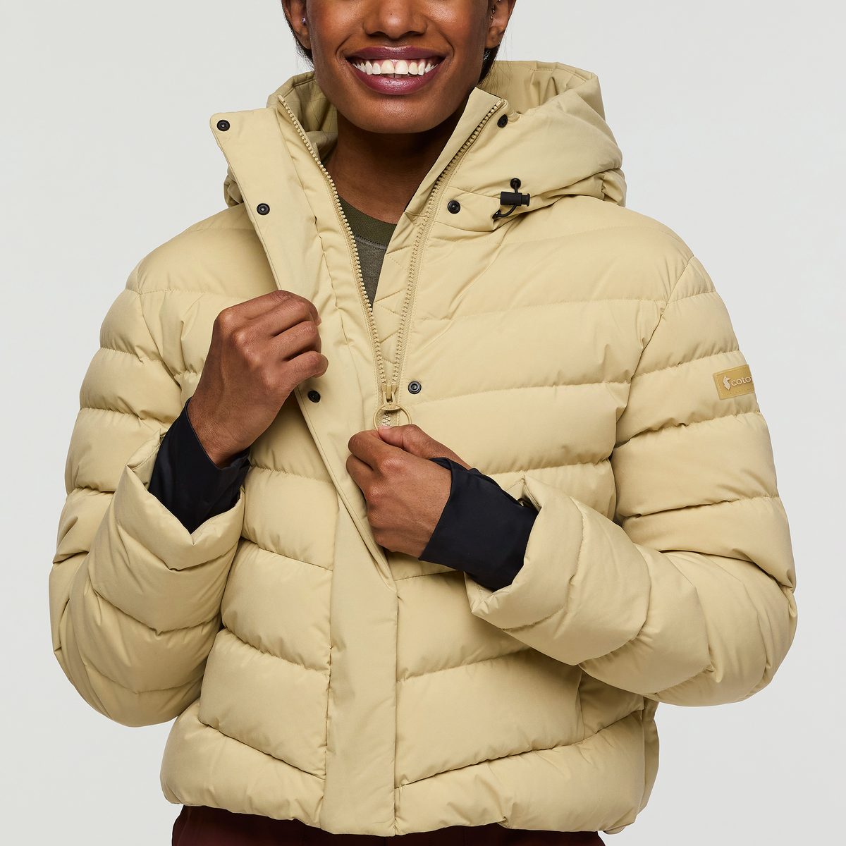 Alivio Down Jacket- Women's, Grain, Model Sydney