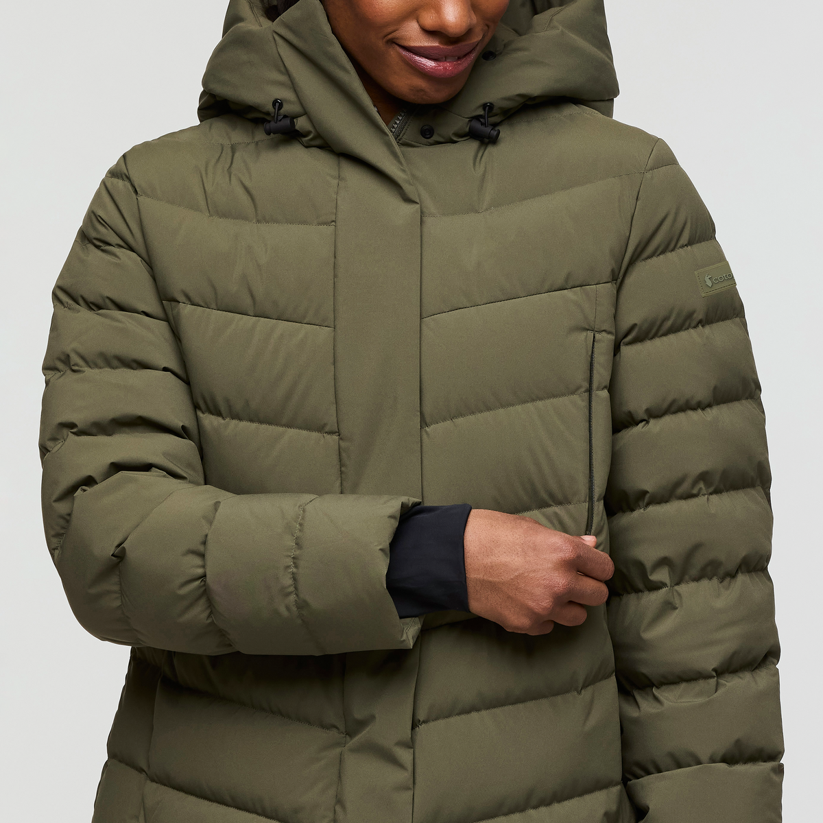 Alivio Down Parka - Women's, Fatigue, Model Fatigue