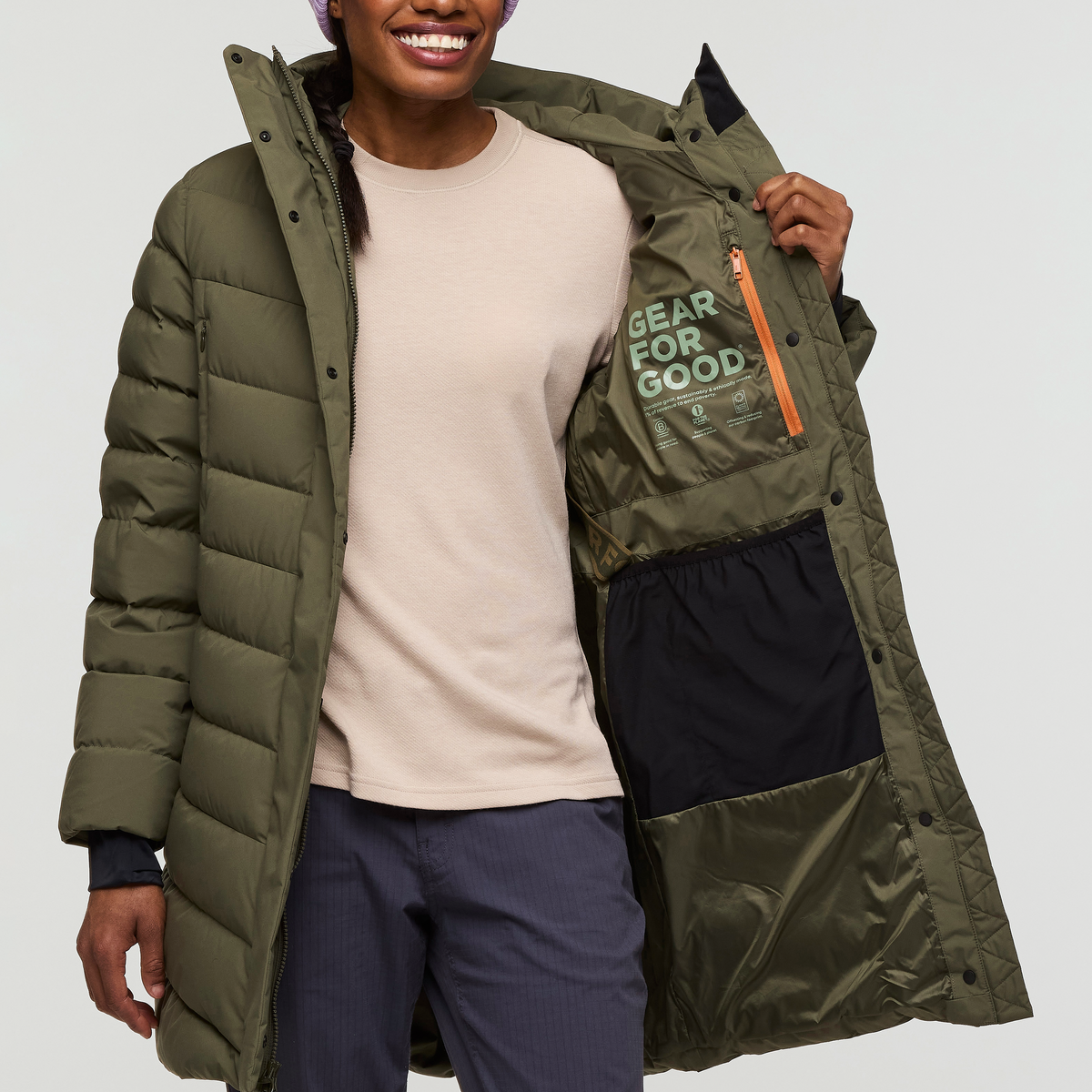 Alivio Down Parka - Women's, Fatigue, Model Fatigue