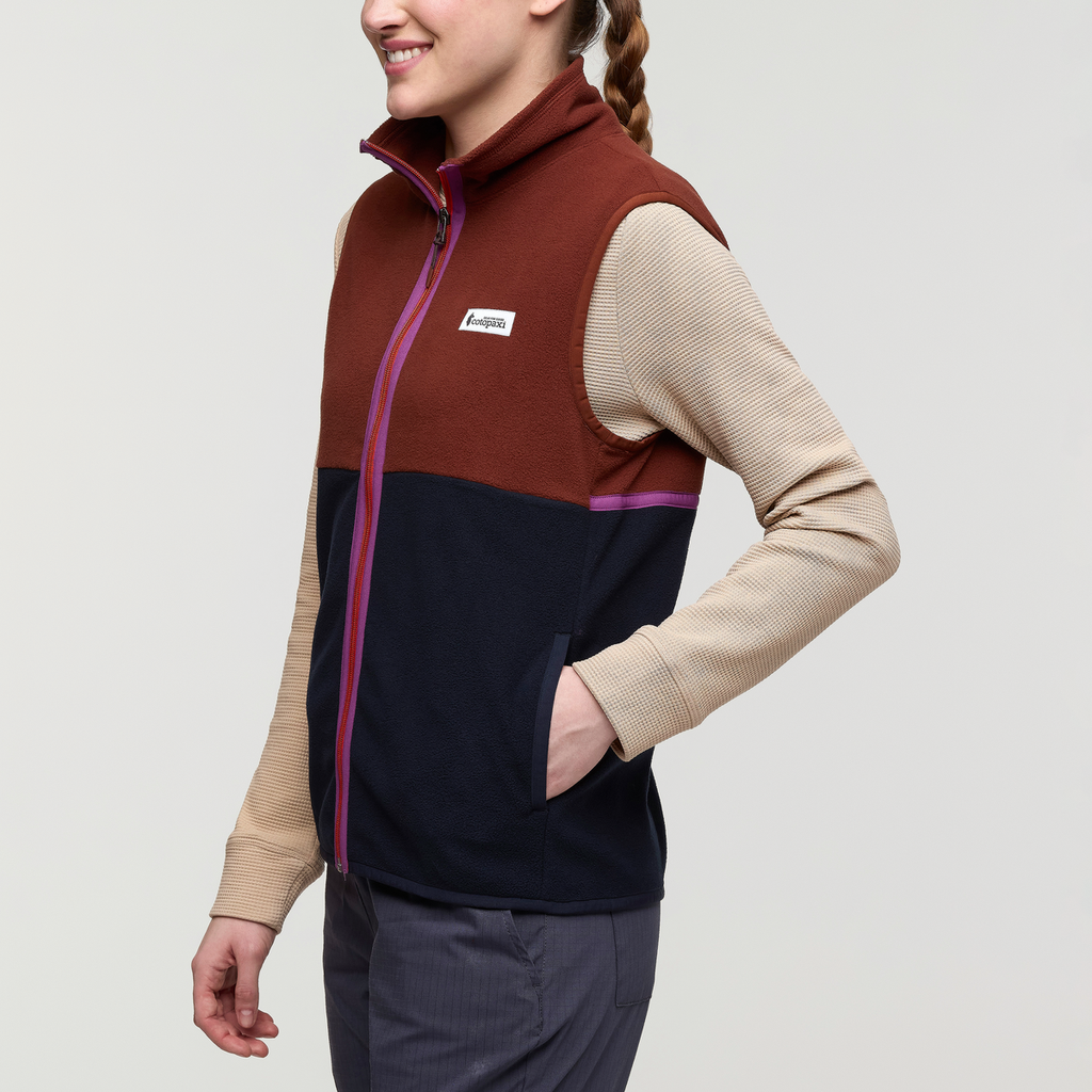 Amado Fleece Vest - Women's, Rusty/Carbon, Model Kathleen