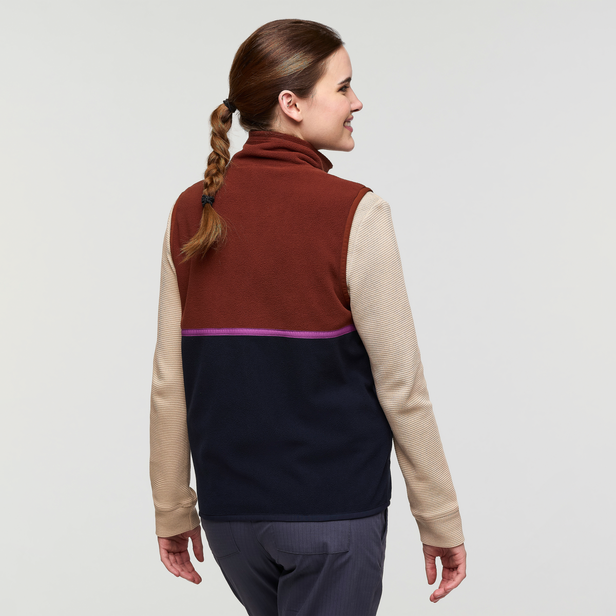 Amado Fleece Vest - Women's, Rusty/Carbon, Model Kathleen