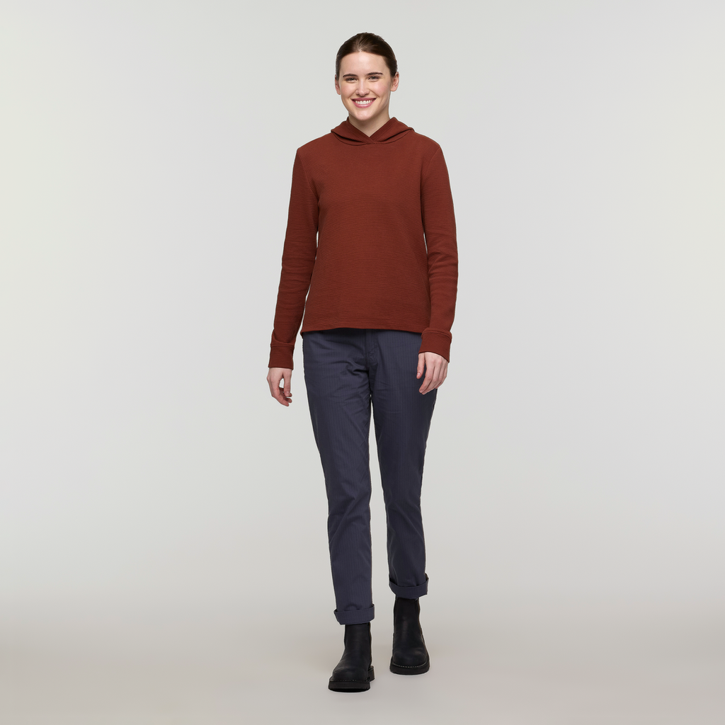 Atajo Long-Sleeve Waffle Hoodie - Women's, Rusty, Model Kathleen
