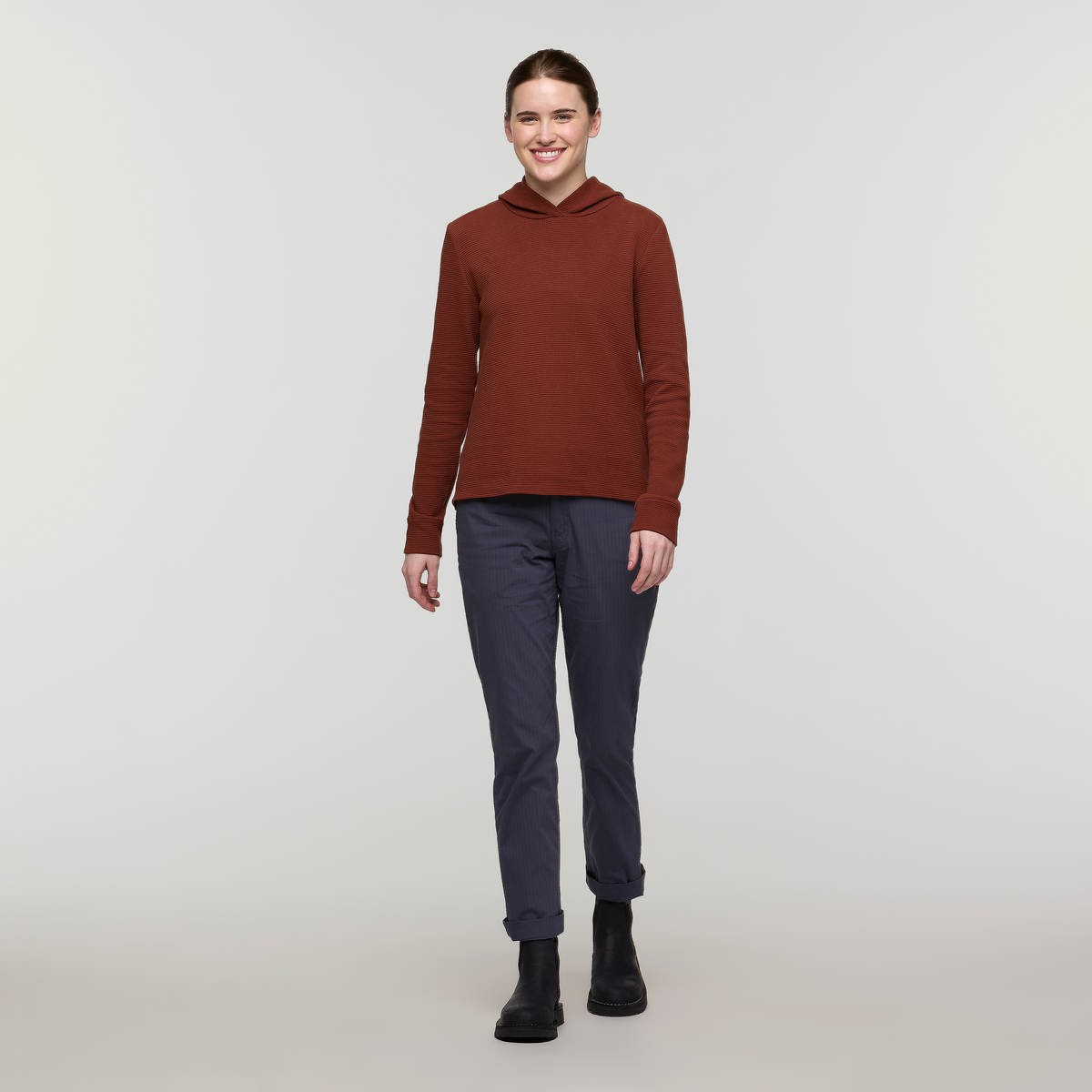Atajo Long-Sleeve Waffle Hoodie - Women's, Rusty, Model Kathleen