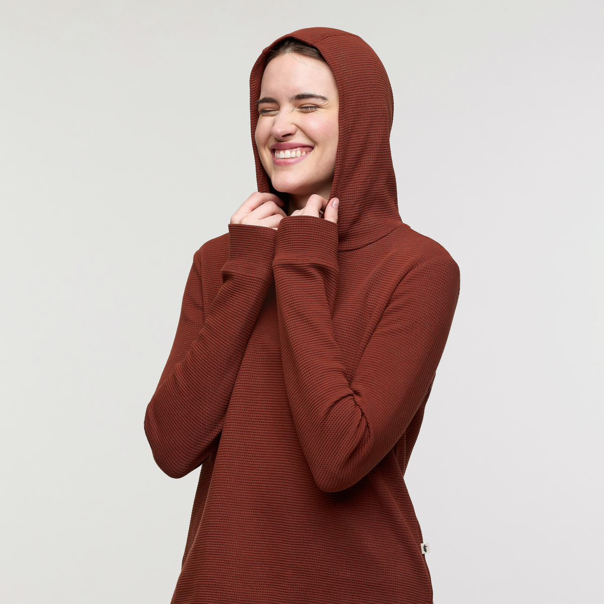 Atajo Long-Sleeve Waffle Hoodie - Women's, Rusty, Model Kathleen