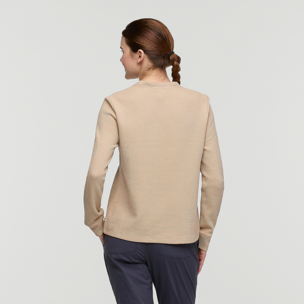 Atajo Long-Sleeve Waffle Shirt - Women's, Oatmeal, Model Kathleen